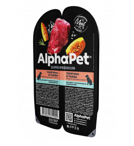 AlphaPet Superpremium, влажный корм д/собак паштет (говядина)